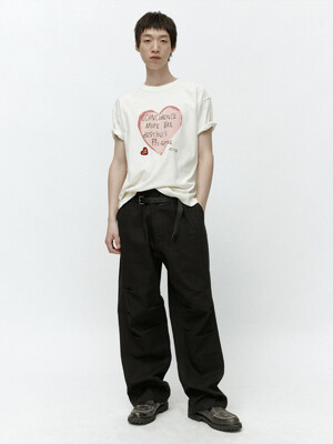 UNISEX HEART MESSAGE T-SHIRT atb1251u(ECRU)