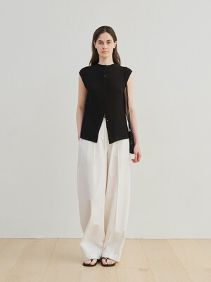 wide banding pants (white)