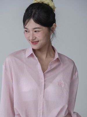 SWEET STRIPE SEE-THROUGH SHIRTS_PINK