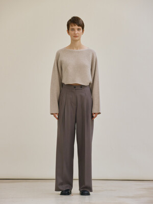 Wool wide pants (brown)