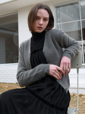 Basic golgi short cardigan - charcoal