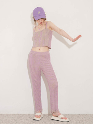 DAMAGED KNIT PANTS_LAVENDER