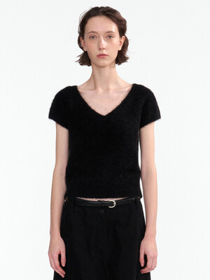 Sienna v-neck short sleeve knit (Black)