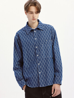 Scale texture shirt / Heritage blue