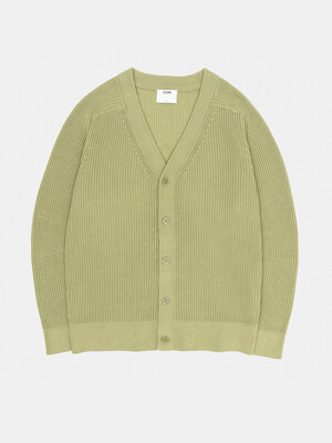 COTTON CURVED SLEEVE CARDIGAN_OLIVE GREEN