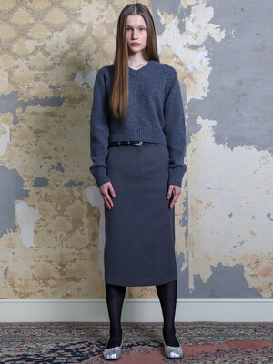 Skirt H Slit Charcoal Gray