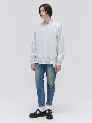 Half Raglan Sleeves Sweatshirt - Light Grey