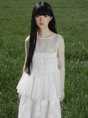 RUFFLE TULLE BLOUSE (WHITE)