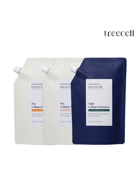 헤어케어 - 트리셀 (treecell) - 데이/나이트 콜라겐 샴푸 520ml(리필) [3종 중 택1]