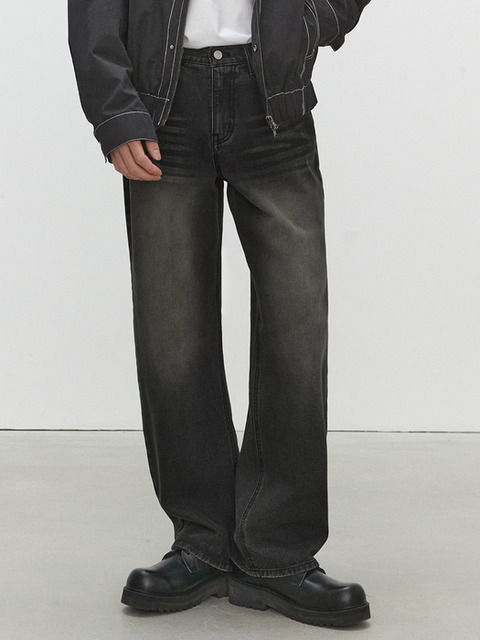 팬츠,데님,데님 - 데케트 (DECET) - Mid Rise Wide Jeans DCPT027YLBlack