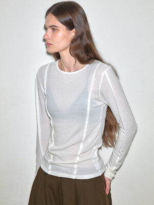 Basic Wool Pintuck Top_Ivory