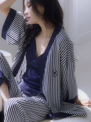 [SET] Elly robe+top+pants navy
