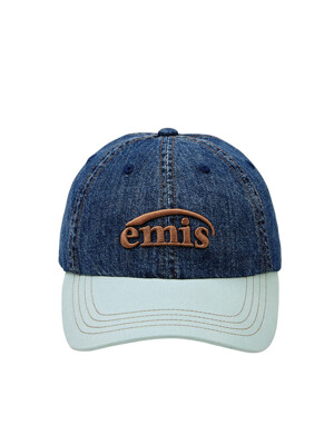 WASHED DENIM BALL CAP-BLUE/MINT