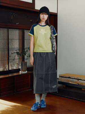 [Mmlg W] NYLON LONG SKIRT (CHARCOAL)