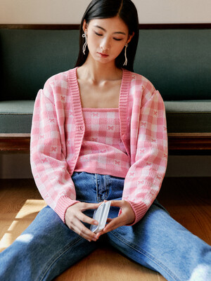 LONA Knit Cardigan Set(로나)_PINK