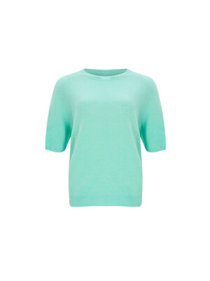 24SS 100% Wool Round Neck Sleeve Sweater - Mint