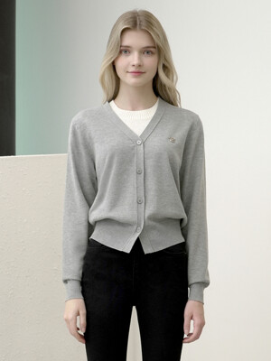 W1013 SOLID KNIT CARDIGAN_GRAY