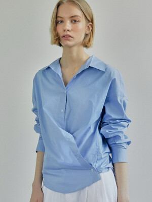 SIDE BUTTON OVERSIZED SHIRTS / SKY BLUE