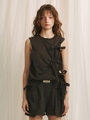 ASYMMETRIC TIED TOP - CHARCOAL
