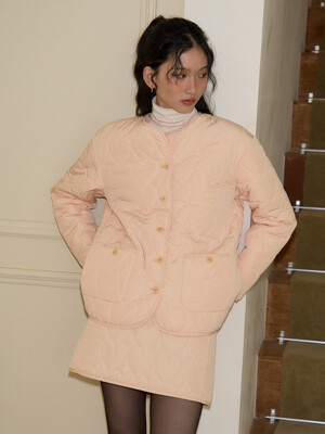 Heart Quilting Jacket_ Peach