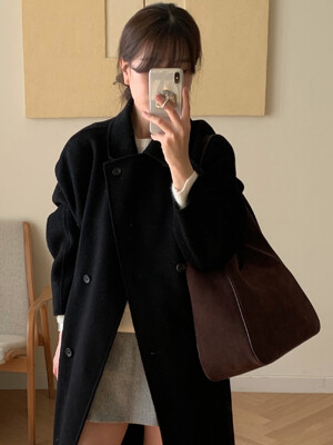 [알로하 PICK][단독]Plaque Hobo Bag Suede Brown 플라크 호보백 스웨이드 브라운