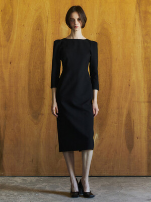 L.Sleeve Refined Pocket Dress_Black