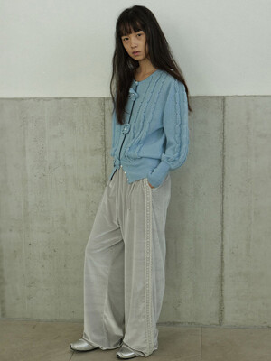 Velvet relax track pants_Silver grey