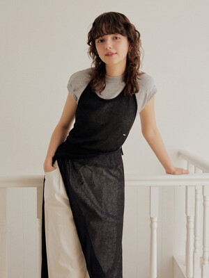 Layered knit dress set - black
