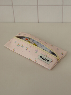 ouior flat pencil case - pastel pink (middle zipper)