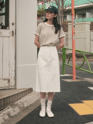LOMON COTTON HALF SKIRT_IVORY