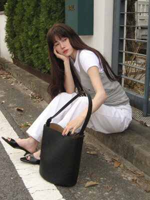 Italian Leather Bucket Bag[LMBESPBA904]-2color