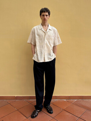 UNISEX ORGANIC CRAFTED OPEN COLLAR SHIRT CREAM_M_UDSH5B129CR