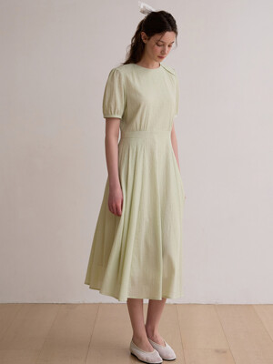Volume round tuck flare dress - Mint