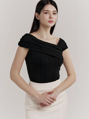 Raffine Shirring Top (Ivory/Beige/Black)