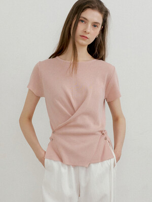 comos 1474 cross button wrap knit (pink)