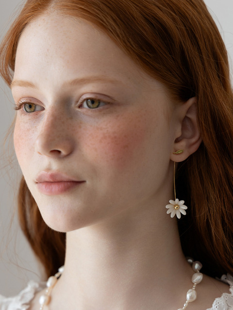 타티아나](SILVER925) Lovely Pearl Ribbon Earring EC1952