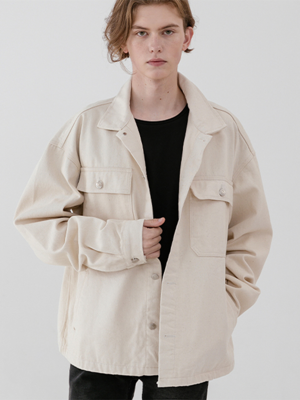 Washing pocket trucker jacket_ivory