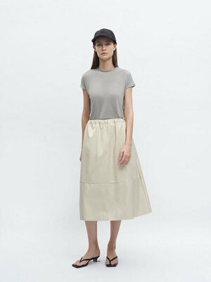 ECRU CERI FAUX LEATHER SKIRT