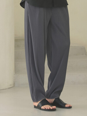 cool pleats banding pants [oversize fit]_grey_남녀공용