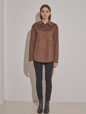 BOYFRIEND SUEDE SHIRT BROWN