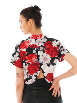 Tulip Shirt [Black Flower]