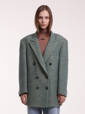 Oversize wool jacket in green melange
