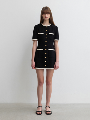 Classic Combi Tweed Dress Black (JWDR3E906BK)