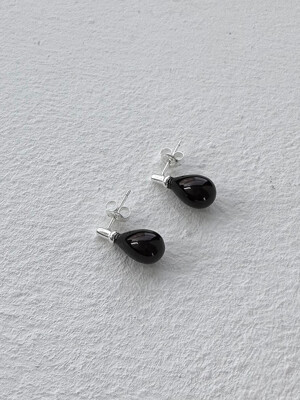 [silver925] pearl tear earring - black