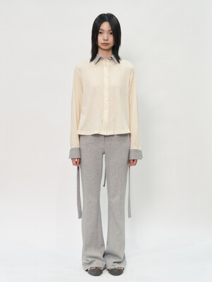 Easy shirt with tie detail in stretch in melange