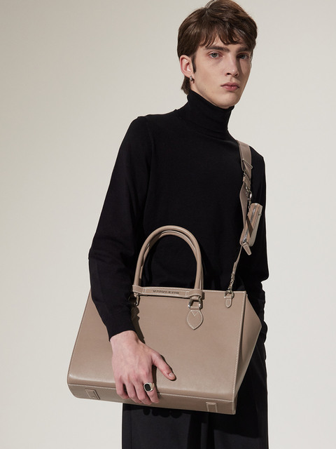 토트백 - 세러데이일레븐 (SATURDAY-ELEVEN) - NO.45 LEATHER BRIDGE TOTE M _ TAUPE