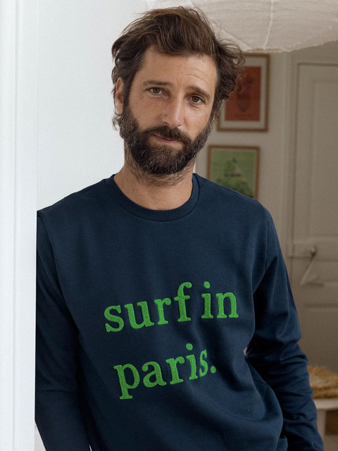 티셔츠 - 퀴즈드그레누이오 (CUISSE DE GRENOUILLE) - SURF IN PARIS SWEATSHIRT_NAVY BLUE/GREEN