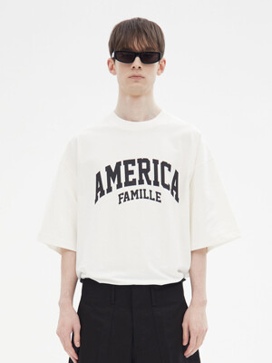 AMERICA LOGO OVER FIT T-SHIRT(OFF WHITE)