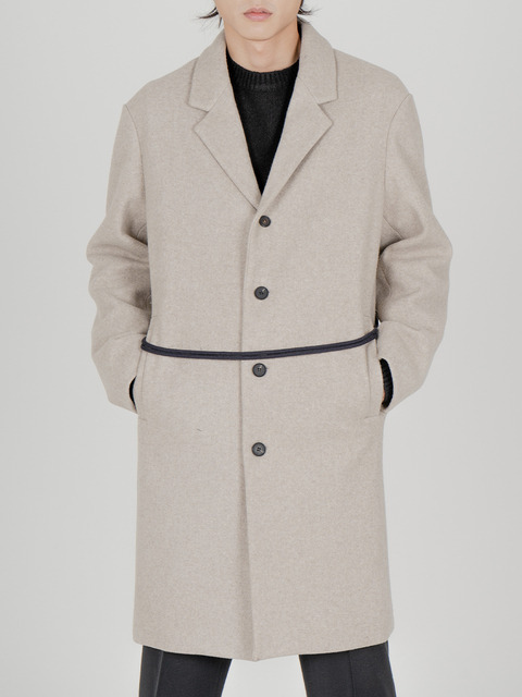 아우터 - 오드닷 (ODD DOT) - 23FW ODD String Wool Single Coat [IVORY]