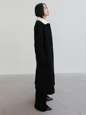 Wool Blended Boucle Long Coat  Black (WE3X30T885)